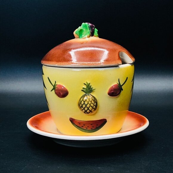 Other - Kitsch Mr. Yummy Jelly Jam Jar Anthropomorphic Condiment Container Japan
